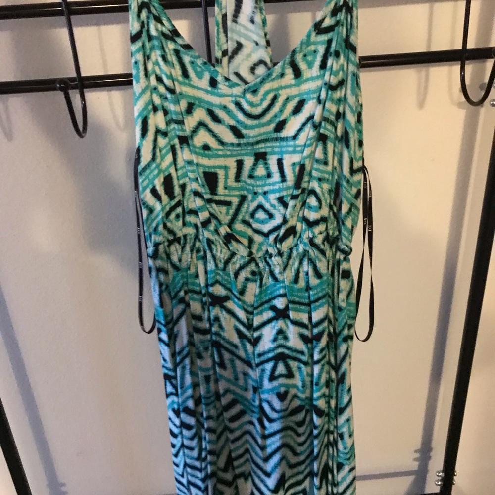 Light blue with black dress